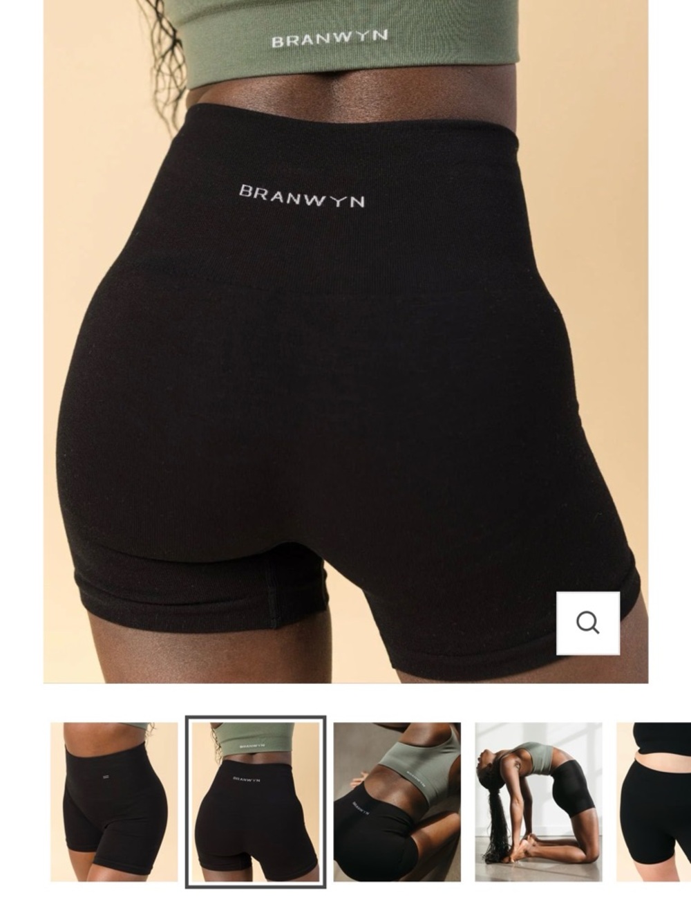 New BRANWYN Black Compression Shorts 6” Medium Seamless High-Waist - Picture 2 of 6